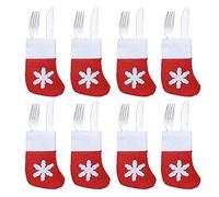 Feelava Porte-Couverts de Noël 24 Pcs, Mini Stockage Dîner Table Décorations Porte-Vaisselle Couteau Couteau Cuillère Fourchette Bonbons Poche Sac Home Restaurant Décor Chaussettes Suspendue