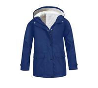 Feelce Manteau coupe-vent en peluche pour enfants avec fermeture éclair intégrale et boutons imperméables et doublés en polaire pour jeunes, bleu, 5-6 ans