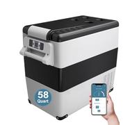 Feelfunn Réfrigérateur portable 12 volts, réfrigérateur électrique 58 litres (55 l) avec AC/DC pour camion, caravane, camping-car, réfrigérateur de voiture, congélateur pour camping, bateau, voyage