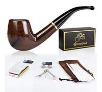 Feelglad Pipes A Tabac En Bois, 5 In 1 Set De À Ébène La Main Avec 4 Accessoires Fumeur, Racloir Acier Inoxydable, Cure-Pipes, Filtres Charbon Actif, Boule Métal