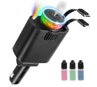 Feelhap 5 in 1 Allume Cigare USB C, Chargeur Voiture USB C Prise Allume Cigare avec Aromathérapie et Starlight,66W Rapide Telephone Voiture pour iPhone 16 15 14 Pro Max Samsung S24 23 22 Android,Noir