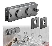 Feelhap Corde à Linge Rétractable,2 x 5,1M Étendoir à Linge en Acier Inoxydable pour Intérieur et Extérieur Fils à Linge,Gain de Place,Fil a Linge Extérieur Retractable pour Balcon,Salle de Bain(Gris)