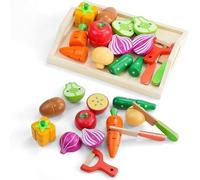 Feelhap Jouets en Bois Fruits et Légumes à Découper,Jouet en Bois Montessori Cuisine en Bois Nourriture pour Enfants,Enfant Dinette Nourriture Accessoires Cuisine Jeux de Rôle Cadeau Fille Garçon