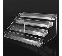 Feelhap Présentoir en Acrylique Transparent, 4 Niveaux Présentoir Etagere Transparente Rangement Parfum Vernis Figurine Pop Cupcakes Desserts Cosmétiques Condiment