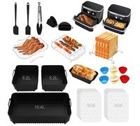 Feelhap Silicone Moule Air Fryer,138PCS Accessoire Air Fryer pour Ninja Air Fryer 10,4L AF500EU,Accessoires Air Fryer pour Ninja Foodi Flex 10,4L AF500EU,Ninja Air Fryer Accessoires (1×10,4 L+2×5,2L