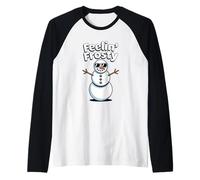 Feelin Frosty Bonhomme de Neige Amusant Jeu de Mots Vacances Hiver Noël Manche Raglan