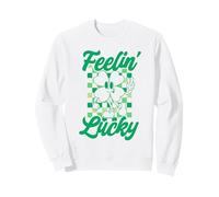 Feelin' Lucky Retro St. Patrick's Day Shamrock Checkerboard Sweatshirt
