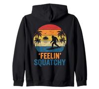 Feelin' Squatchy Retro Bigfoot Surf Coucher de Soleil Palmier Surf Sweat à Capuche