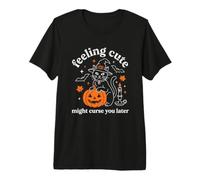 Feeling Cute (Might Curse You Later) Chat sorcière Amusant Halloween T-Shirt Haut de Gamme
