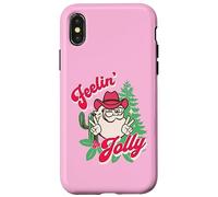 Feeling Jolly Pink Cowboy Santa Western Christmas Coque pour iPhone X/XS