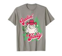 Feeling Jolly Pink Cowboy Santa Western Christmas T-Shirt