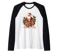 Feeling Jolly Vintage Santa Manche Raglan