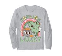 Feeling Lucky Four Leaf Clover Irish Luck Humor Manche Longue