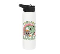 Feeling Lucky Four Leaf Clover Irish Luck Humor Stainless Steel Insulated Water Bottle