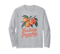 Feeling Peachy Funny Fruit Summer Retro Vibes Tee Manche Longue