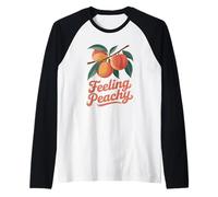 Feeling Peachy Funny Fruit Summer Retro Vibes Tee Manche Raglan