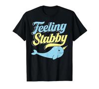 Feeling Stabby Narval Licorne de la mer T-Shirt Graphique avec Valeur, Homme, Noir, L