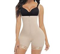 FeelinGirl Body Gainant Femme Ventre Plat Culotte Sculptante Taille Haute avec Bretelles Détachables et Réglables Invisible Body Shaper Lingerie Sculptante Grande Taille Entrejambe ouvert Beige 4XL