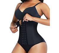 FeelinGirl Gaine Ventre Plat Corset Femme Minceur Femme Latex Serres-Taille Réglable Amincissante Ceinture de Sudation Formateur Noir S