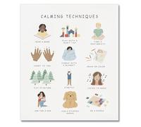 Feelings Calming Techniques Posters Calming Corner Classroom Mental Health Canvas Wall-Art Boho Emotions Chart for Prints Special Education Wall Decor Office School(Framed,16x24inch(40x60cm))