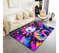feelingyou Axolotl Tapis de salon pour enfants 150 x 200 cm Salamandre Coloré Animaux de dessin animé Tapis de chambre à coucher pour garçons et filles Couleur de rêve Graffiti Abstrait Galaxie Tapis