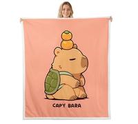feelingyou Cartoon Capybara Couverture jetée - Taille B - Motif tortue - Pour enfants et adolescents - Décoration d'intérieur pour chaise