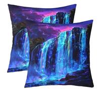 feelingyou Cascade Enfants Jeter Housse de Coussin Couverture Paillettes Galaxy Rivière Double Face Housse de Coussin Décoratif Mystérieux Lumineux Maison Décor, Bleu Violet Lit Canapé Canapé Housse