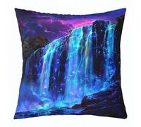 feelingyou Cascade Enfants Jeter Housse de Coussin Paillettes Galaxy River Double Face Housse de Coussin Décoratif Mystérieux Lumineux Maison Décoration, Bleu Violet Lit Canapé Housse de Coussin 1