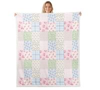 feelingyou Couverture à carreaux roses pour garçons et filles - Motif princesse à pois rouges - Décoration d'intérieur pour canapé