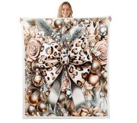 feelingyou Couverture en polaire motif léopard avec nœud papillon - Taille jumeaux - Rétro de luxe - Pour adolescents - Feuilles rustiques - Fleurs - Guépard africain - Décoration d'intérieur pour