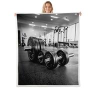 feelingyou Couverture en polaire pour enfants, outils d'exercice, haltères, pour garçons, hommes, salle de sport, fitness, sports, jeux, noir, taille bébé (76,2 x 99,1 cm)