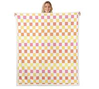 feelingyou Couverture polaire à carreaux dégradés - Taille X - Patchwork - Pour enfants et adolescents - Plaid coloré - Motif princesse - Décoration d'intérieur pour chambre