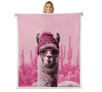 feelingyou Couverture polaire alpaga mignonne à la mode, taille X Cactus Rose Désert Décor Lit Jeté pour Enfants Assez Classique Rétro Beau Animal Décor Maison pour Chambre