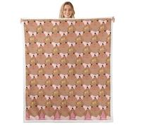 feelingyou Couverture polaire Capybara pour filles, taille jumeaux simple classique mignon animaux jeter lit pour ados princesse Kawaii style rose marron décoration de la maison pour bureau