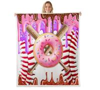 feelingyou Couverture polaire de baseball - Taille jumeaux - Donut violet marron - Lit à dessert - Pour adolescents et garçons - Décoration d'intérieur pour le bureau