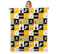 feelingyou Couverture polaire en flanelle pour décoration de chambre, pour les amateurs de football et de sport, jeté de canapé, 127 x 152,4 cm, jaune et noir