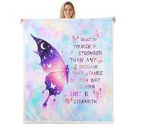 feelingyou Couverture polaire papillon, taille jumeaux pastel, citations inspirantes pour lit pour adolescentes filles rêveur décoration de la maison pour bureau