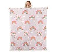 feelingyou Couverture polaire rose arc-en-ciel, taille X, couverture colorée en forme de cœur d'amour, pour enfants, adolescents, dessin animé, nuage, coquette, princesse, décoration d'intérieur pour