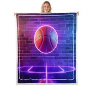 feelingyou Couverture sherpa pour garçons - Impression sherpa - Pour filles et adolescents - Violet néon - Brique rustique - Décoration murale en polyester