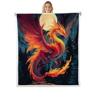 feelingyou Dragon occidental Jeter Couverture, B Taille Rétro Arbre Lune Paysage Naturel Lit pour Enfants 3D Mystérieux Animal Magique Décor à la Maison pour Chaise