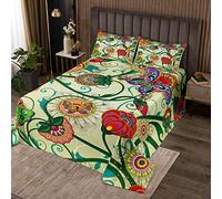 feelingyou Housse de couette 220 x 240 cm - Motif : fleurs et papillons - Style gothique - 3 pièces - Pour filles et adolescents - Couvre-lit matelassé avec 2 taies d'oreiller - Polyester doux