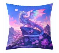 feelingyou Housse de coussin, 45 x 45 cm, motif animaux sauvages occidentaux, motif dragon lancé, pour enfants, violet, ciel
