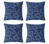 feelingyou Housse de coussin carrée géométrique - 45 x 45 cm - 4 pièces - Style simple dessiné à la main - Triangle - Rectangulaire - Pour filles et garçons - Mode moderne - Bleu