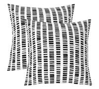 feelingyou Housse de coussin carrée pour enfants - Œuvres d'art abstraites double face - Moderne - Noir et gris - Pour canapé de lit - 2 paquets de 45 x 45 cm