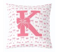 feelingyou Housse de coussin décorative en forme de nœud papillon - 40 x 40 cm - Motif lettre K esthétique - Pour adolescents, débutant - Arc rose monogramme