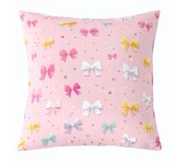 feelingyou Housse de coussin mignonne avec nœud 40 x 40 cm, kawaii coloré pour adolescents, garçons, dessin animé, points d'encre rose, housse de coussin pour canapé