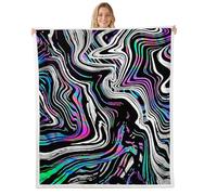 feelingyou Jeté de lit en peluche effet marbre abstrait, lignes fluides et géométriques, pour garçons et filles, adolescents, toutes saisons, marbrure moderne, esthétique, décoration de chambre, 76,2