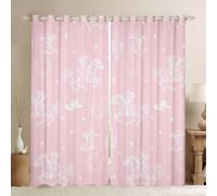 feelingyou Joli rideau de fenêtre de cowgirl, taille XXL, style croquis rustique, bottes de cowboy, chapeau bonne ombrage, décoration de la maison, sud-ouest, étoile, cactus, cheval, rose, rideaux de