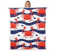 feelingyou Kawaii Crabe Polaire Couverture Gémeaux Taille Cartoon Océan Crabe Poisson Impression Lit pour Adolescents Mignon Mignon Animaux Décor Maison pour Bureau