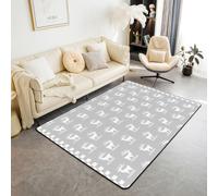 feelingyou Kawaii - Tapis de salon - Élan - 150 x 200 cm - Joli blanc - Silhouette d'élan - Cerf - Chambre à coucher - Pour garçons et filles - Noël - Rétro - Style ferme rurale - Tapis de sol